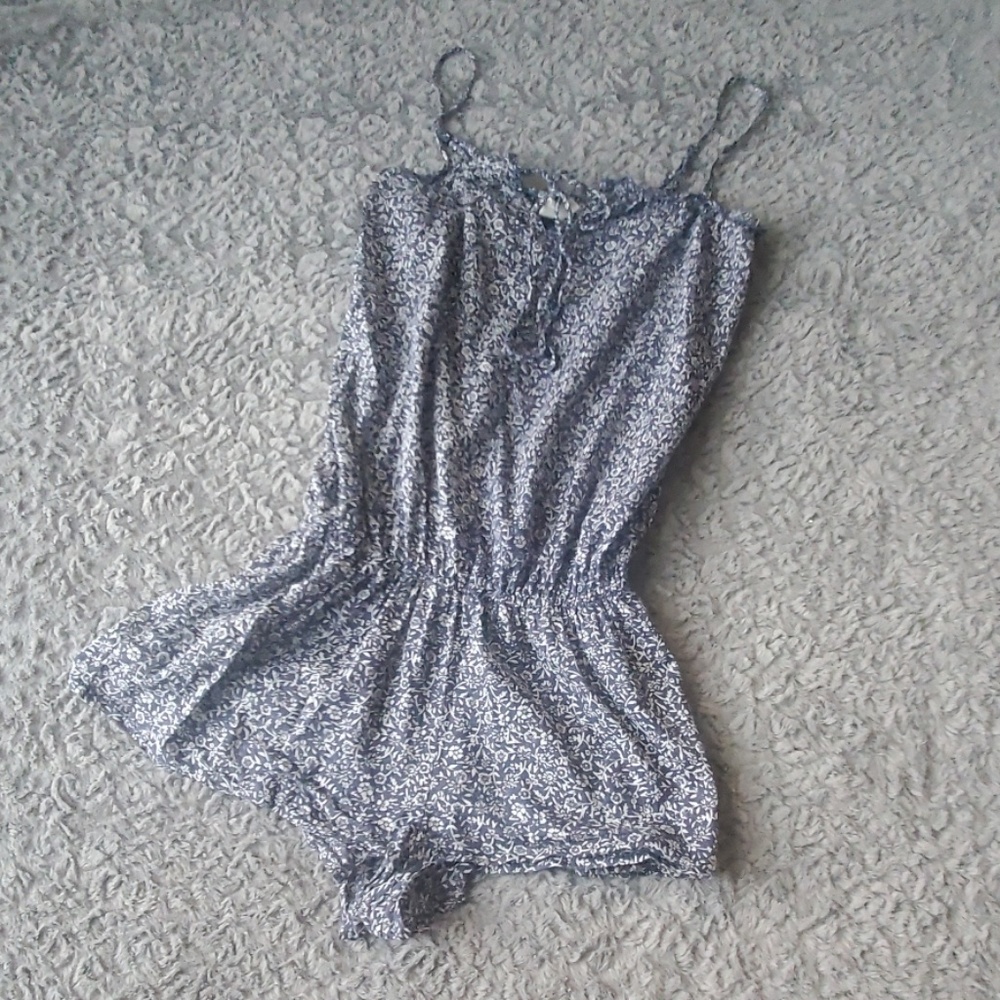 Blue and white romper
